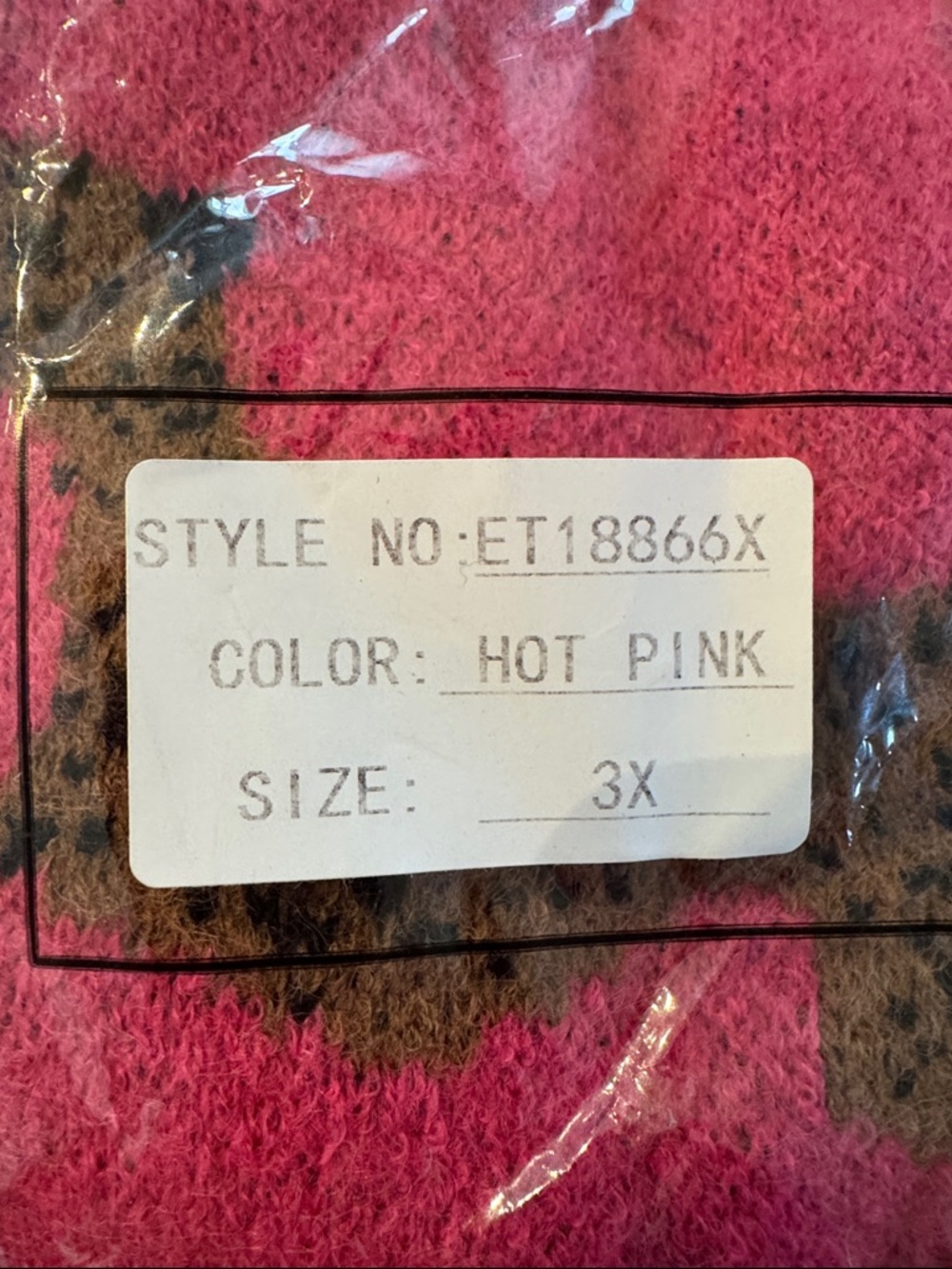 NWT! Easel Gorgeous Pink Sweater with Running Cheetah Motif Plus 1X, 3X - Picture 11 of 12